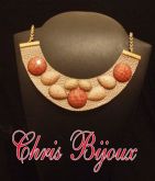 Maxi Colar Couro Pedras Rose