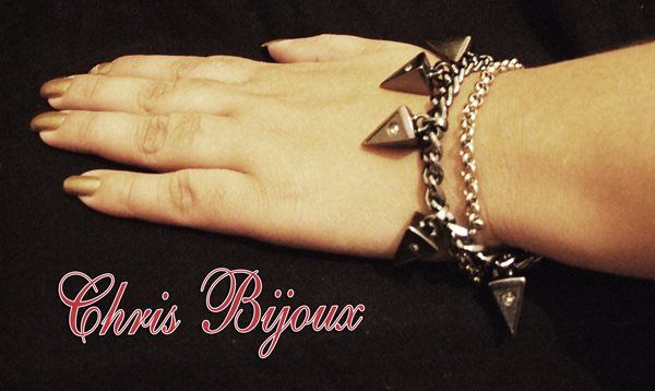 Pulseira Grafitte+Prata Spikes